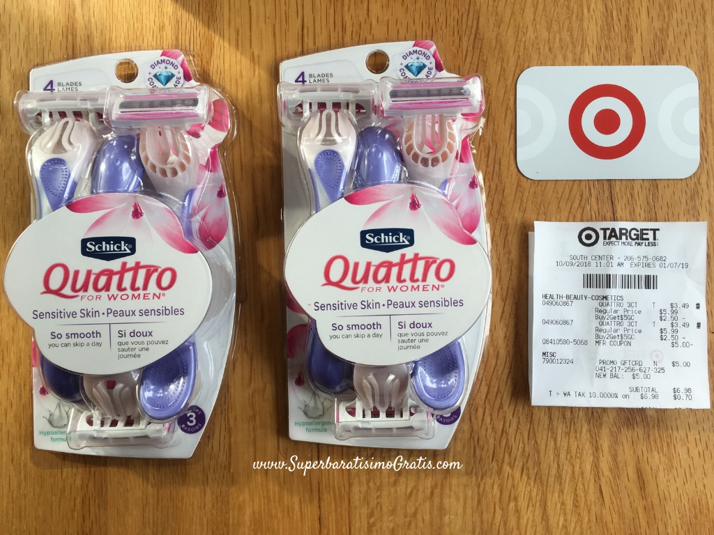 GRATIS Schick Quattro for Women razors en Target Súper Baratísimo Gratis