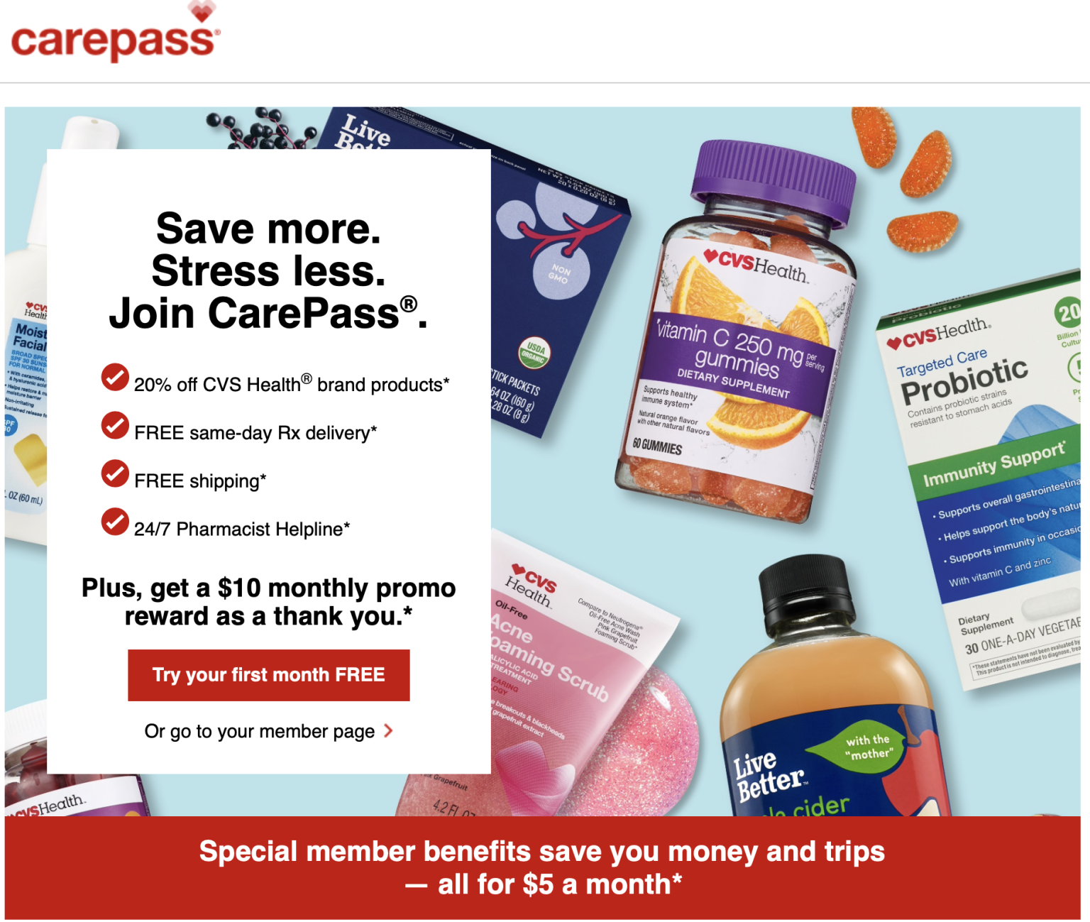 Prueba CVS CarePass gratis por un mes y recibe 10 Súper Baratísimo